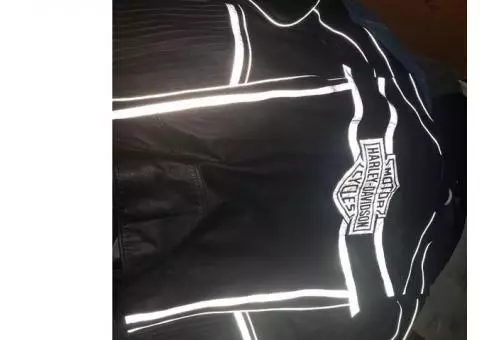 5x Leather Harley Jacket with reflective stripes